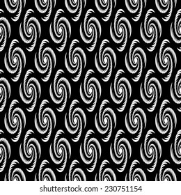 Design seamless monochrome vortex twisting pattern. Abstract decorative striped textured twisting background. Vector art