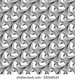 Design seamless monochrome warped wave pattern. Abstract textured background. Vector art. No gradient