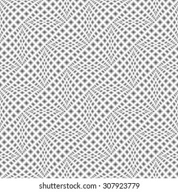 Design seamless monochrome warped zigzag pattern. Abstract convex textured background. Vector art. No gradient