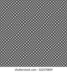 Design seamless monochrome warped zigzag pattern. Abstract convex textured background. Vector art. No gradient
