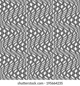 Design seamless monochrome wave pattern. Abstract distortion textured twisted background. Vector art