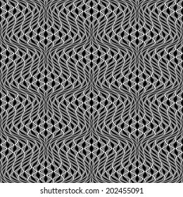 Design seamless monochrome wave pattern. Abstract distortion textured twisted background. Vector art