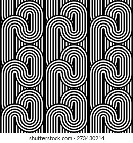 Design seamless monochrome waving geometric pattern. Abstract stripy background. Vector art