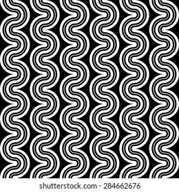 Design seamless monochrome waving geometric pattern. Abstract stripy background. Vector art