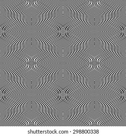 Design seamless monochrome waving lines background. Abstract striped pattern. Vector art. No gradient