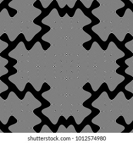 Design seamless monochrome waving pattern. Abstract striped background. Vector art. No gradient