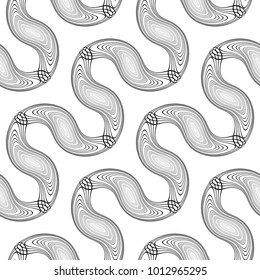 Design seamless monochrome waving pattern. Abstract decorative background. Vector art. No gradient
