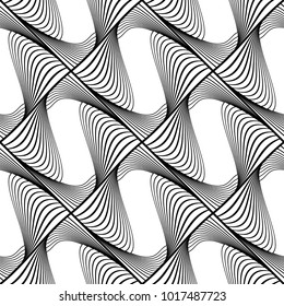 Design seamless monochrome waving pattern. Abstract lines textured background. Vector art. No gradient