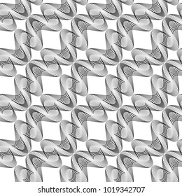 Design seamless monochrome waving pattern. Abstract decorative background. Vector art. No gradient