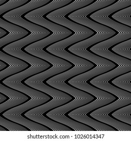 Design seamless monochrome waving pattern. Abstract zigzag background. Vector art. No gradient