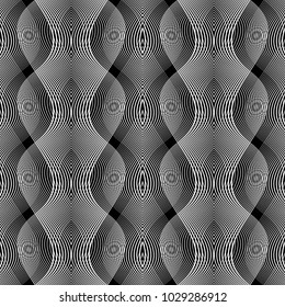 Design seamless monochrome waving pattern. Abstract background. Vector art. No gradient