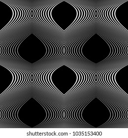 Design seamless monochrome waving pattern. Abstract background. Vector art. No gradient