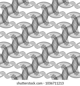 Design seamless monochrome waving pattern. Abstract decorative background. Vector art. No gradient