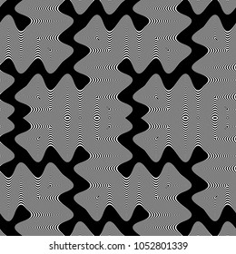 Design seamless monochrome waving pattern. Abstract zigzag background. Vector art. No gradient