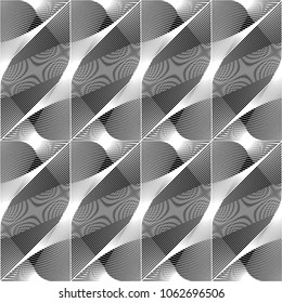 Design seamless monochrome waving pattern. Abstract decorative background. Vector art. No gradient