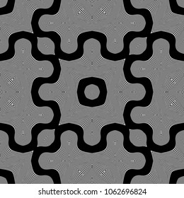 Design seamless monochrome waving pattern. Abstract striped background. Vector art. No gradient