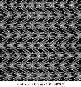 Design seamless monochrome waving pattern. Abstract decorative background. Vector art. No gradient