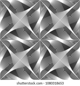 Design seamless monochrome waving pattern. Abstract decorative background. Vector art. No gradient