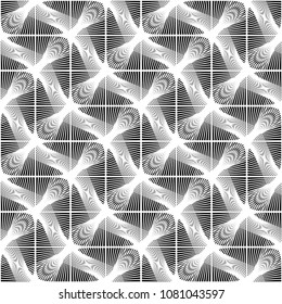 Design seamless monochrome waving pattern. Abstract lines textured background. Vector art. No gradient