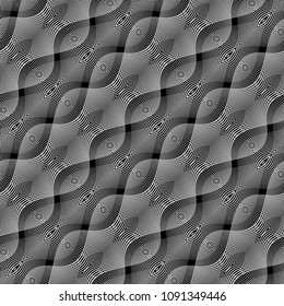 Design seamless monochrome waving pattern. Abstract background. Vector art. No gradient