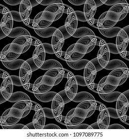 Design seamless monochrome waving pattern. Abstract decorative background. Vector art. No gradient