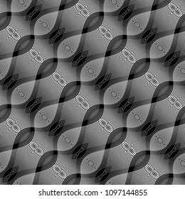 Design seamless monochrome waving pattern. Abstract background. Vector art. No gradient