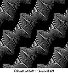 Design seamless monochrome waving pattern. Abstract background. Vector art. No gradient