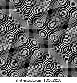 Design seamless monochrome waving pattern. Abstract background. Vector art. No gradient