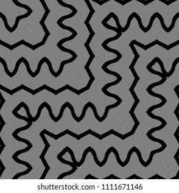 Design seamless monochrome waving pattern. Abstract zigzag background. Vector art. No gradient