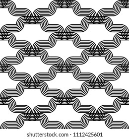 Design seamless monochrome waving pattern. Abstract background. Vector art. No gradient