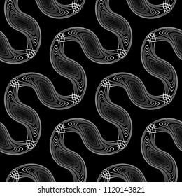 Design seamless monochrome waving pattern. Abstract decorative background. Vector art. No gradient