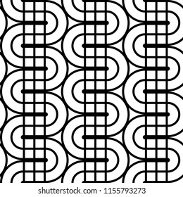 Design seamless monochrome waving pattern. Abstract background. Vector art