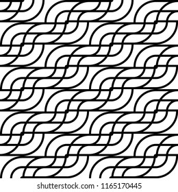 Design seamless monochrome waving pattern. Abstract background. Vector art