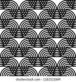 Design seamless monochrome waving pattern. Abstract background. Vector art. No gradient