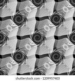 Design seamless monochrome waving pattern. Abstract background. Vector art. No gradient