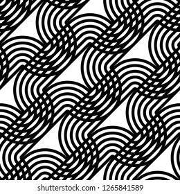 Design seamless monochrome waving pattern. Abstract background. Vector art