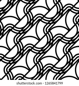 Design seamless monochrome waving pattern. Abstract background. Vector art