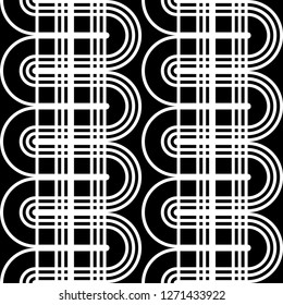 Design seamless monochrome waving pattern. Abstract lines textured background. Vector art