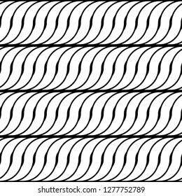 Design seamless monochrome waving pattern. Abstract stripy background. Vector art