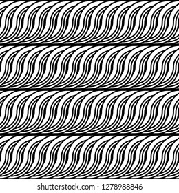 Design seamless monochrome waving pattern. Abstract stripy background. Vector art