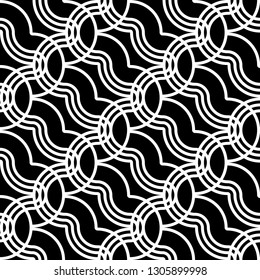 Design seamless monochrome waving pattern. Abstract background. Vector art