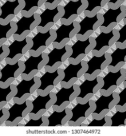 Design seamless monochrome waving pattern. Abstract background. Vector art