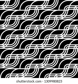 Design seamless monochrome waving pattern. Abstract background. Vector art