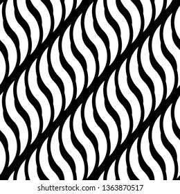 Design seamless monochrome waving pattern. Abstract stripy background. Vector art