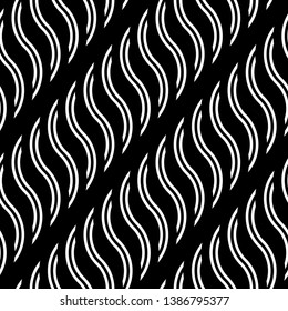 Design seamless monochrome waving pattern. Abstract stripy background. Vector art