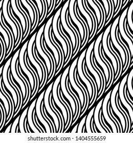 Design seamless monochrome waving pattern. Abstract stripy background. Vector art
