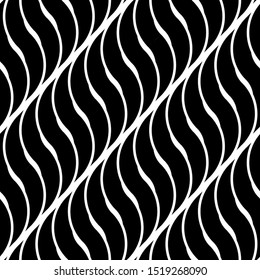 Design seamless monochrome waving pattern. Abstract stripy background. Vector art