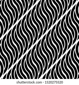 Design seamless monochrome waving pattern. Abstract stripy background. Vector art
