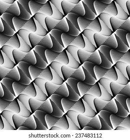 Design seamless monochrome waving pattern. Abstract diagonal twisting lines textured background. Vector art. No gradient