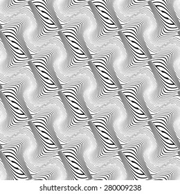 Design seamless monochrome waving pattern. Abstract diagonal twisted lines textured background. Vector art. No gradient